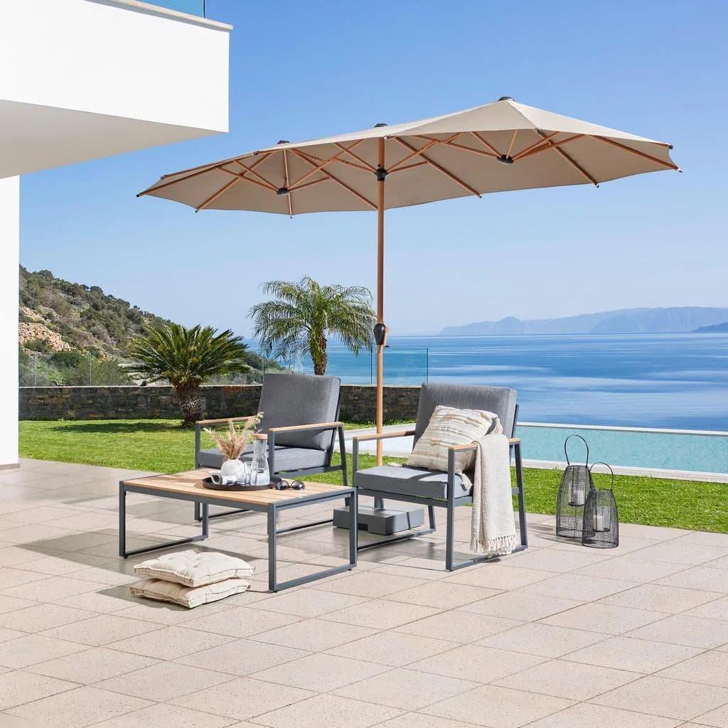 Ambia Garden Doppelsonnenschirm Taupe UV30+ Rechteckig