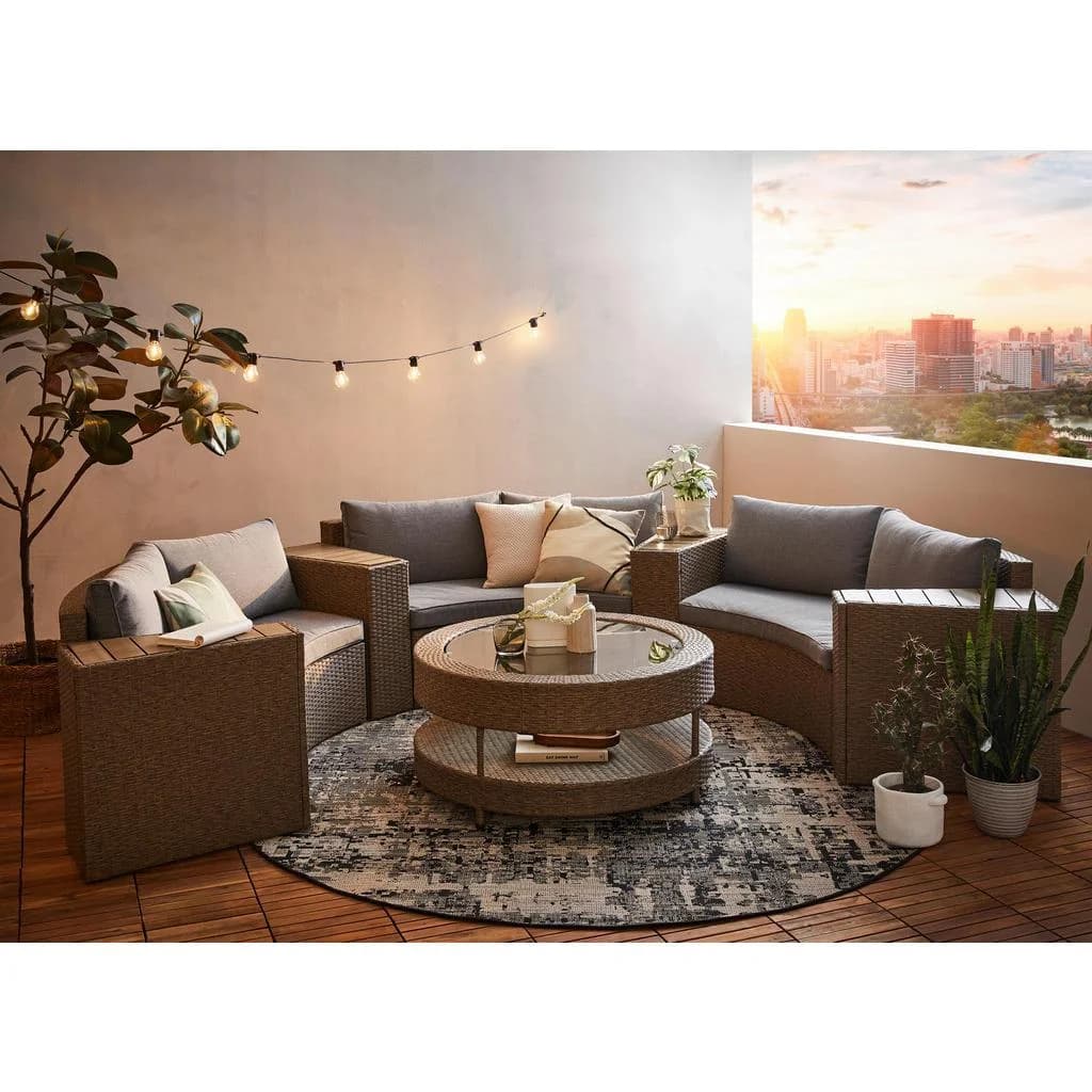 Ambia Garden Loungegarnitur Braun Grau Aluminium Kunststoff