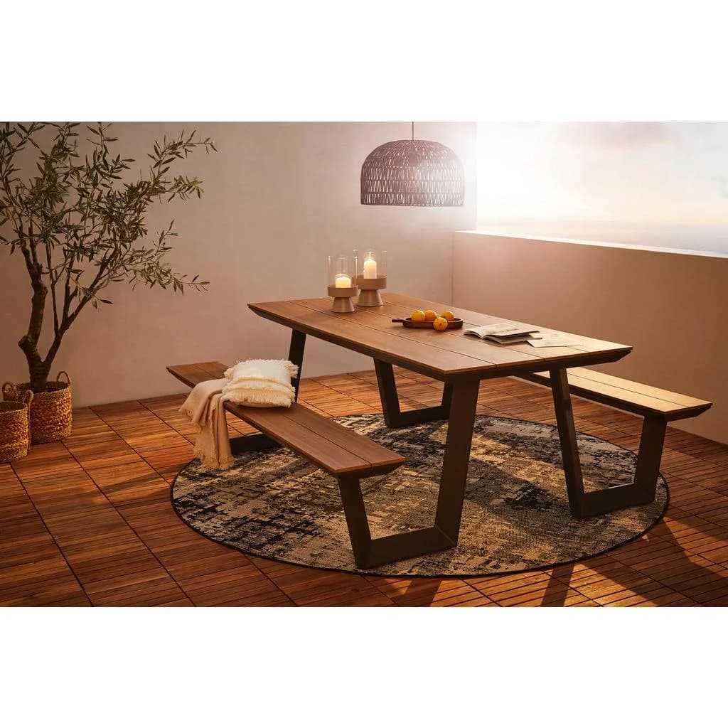Ambia Garden Gartentischgruppe Anthrazit Teak Metall Kunststoff