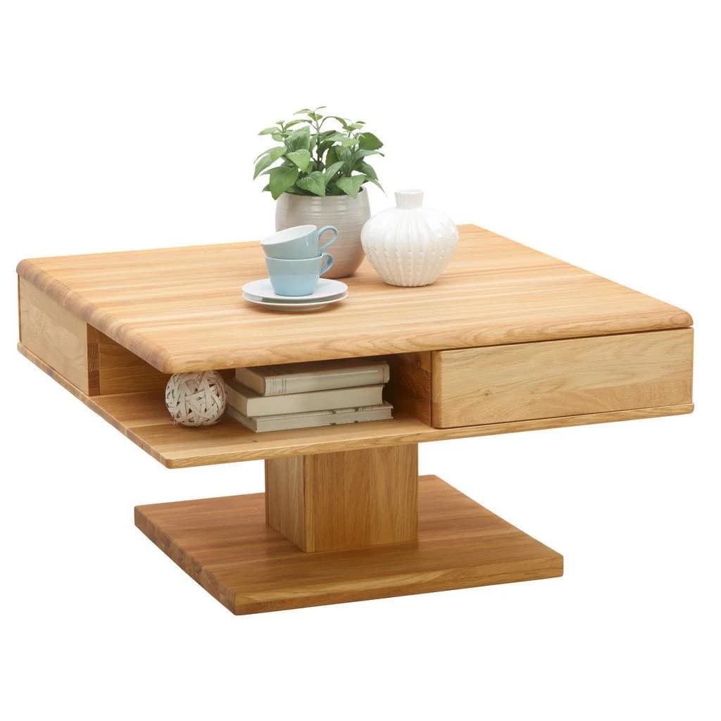 Linea Natura Couchtisch Eiche Massiv 2 Schubladen