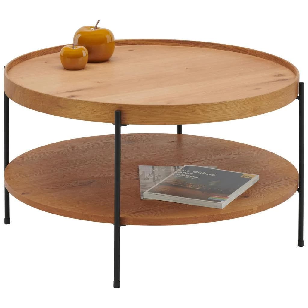 Hom`in Couchtisch Schwarz Eiche Rund