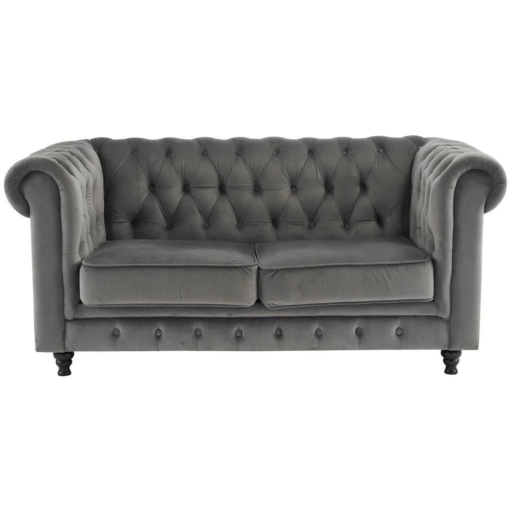 Xora Chesterfield-Sofa Grau mit Knopfsteppung