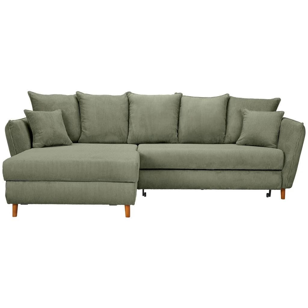 Carryhome Ecksofa Salbeigrün 3-Sitzer Schaumstoff Polsterung