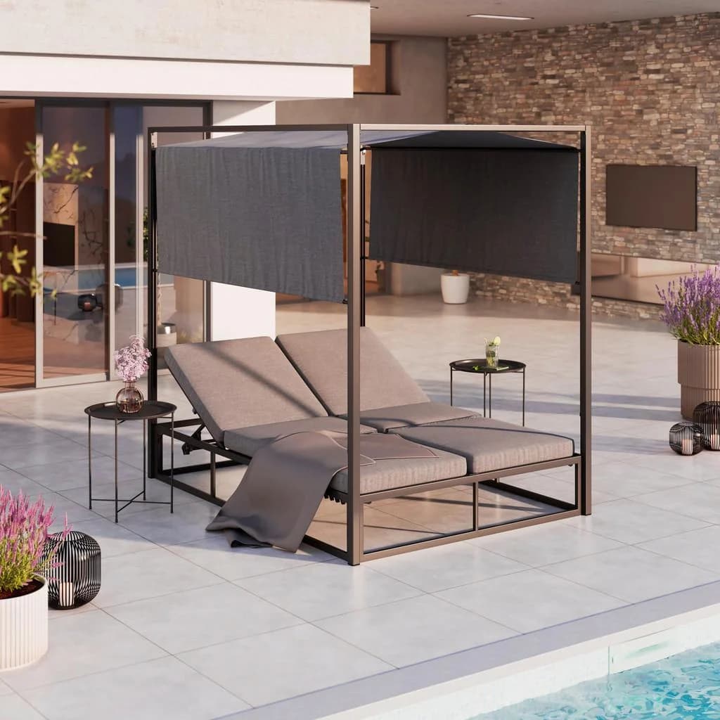 Ambia Garden Sonneninsel Dunkelgrau mit verstellbarem Dach und Polstern