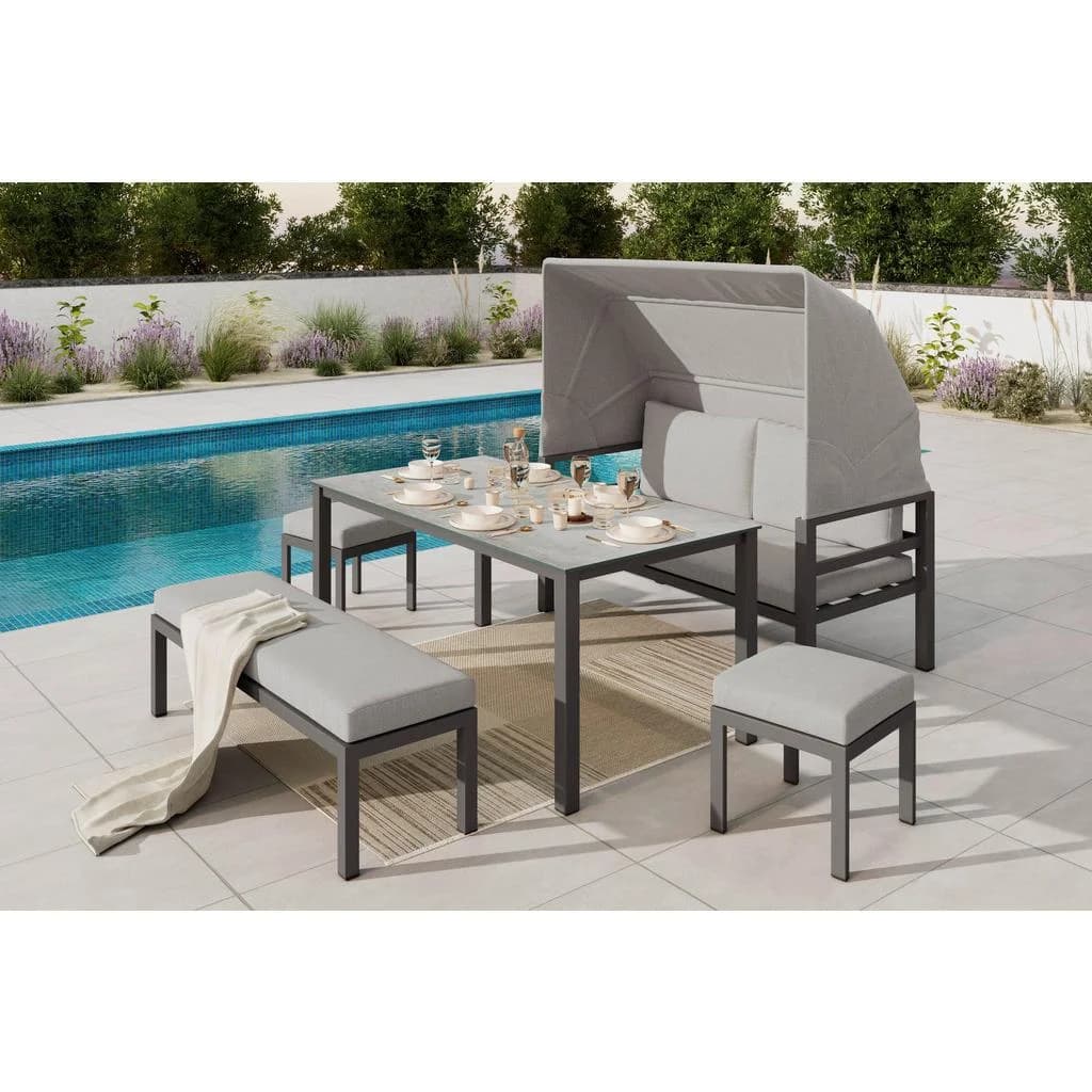 Ambia Garden Dining-Loungeset 5-teilig Grau Anthrazit