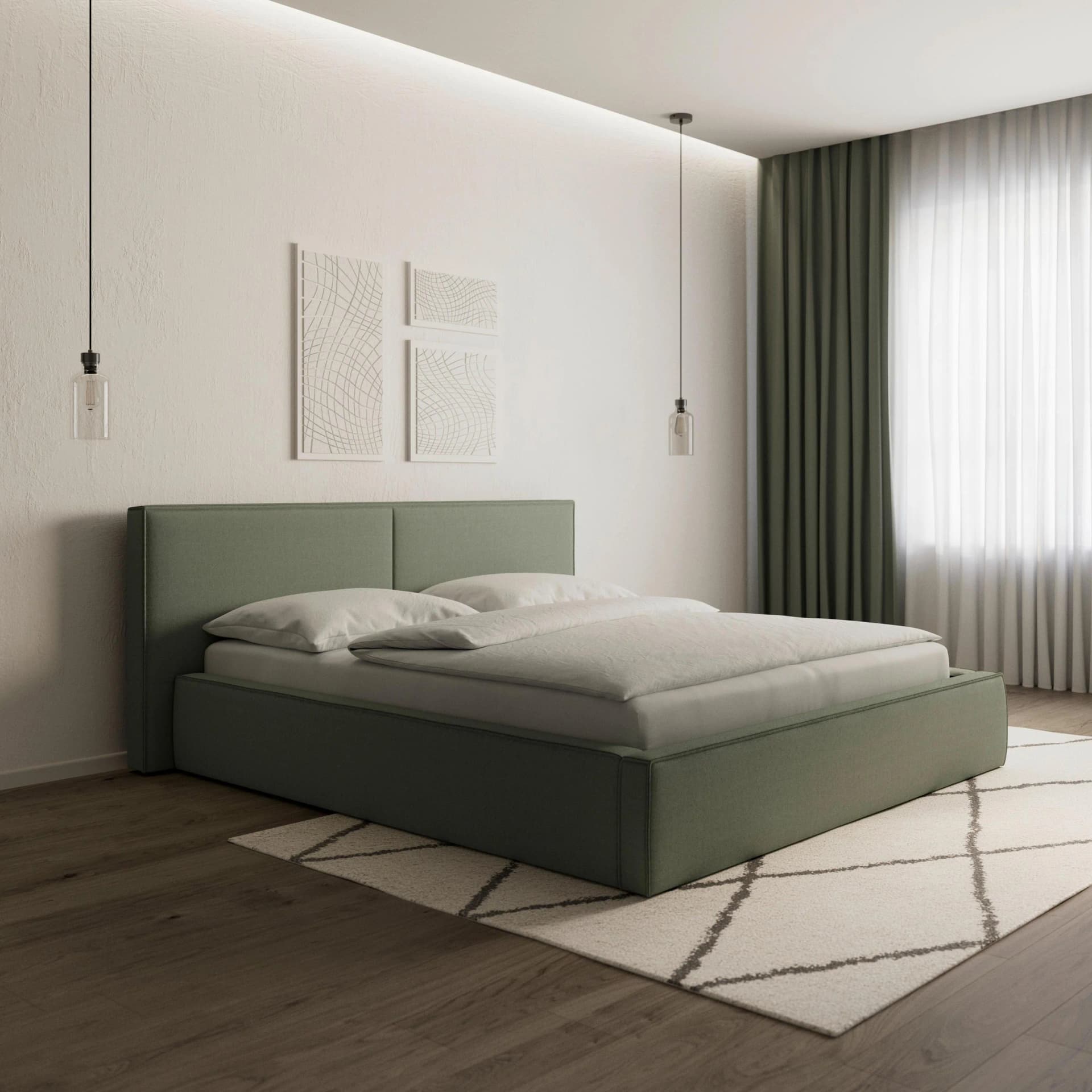 Polsterbett Serena Olive 180x200 cm Stauraum