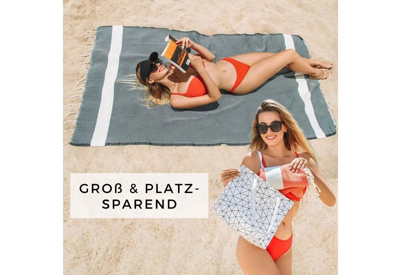 furora HOLIDAY Strandtuch Orange 100x200 cm Baumwolle - Bild 1
