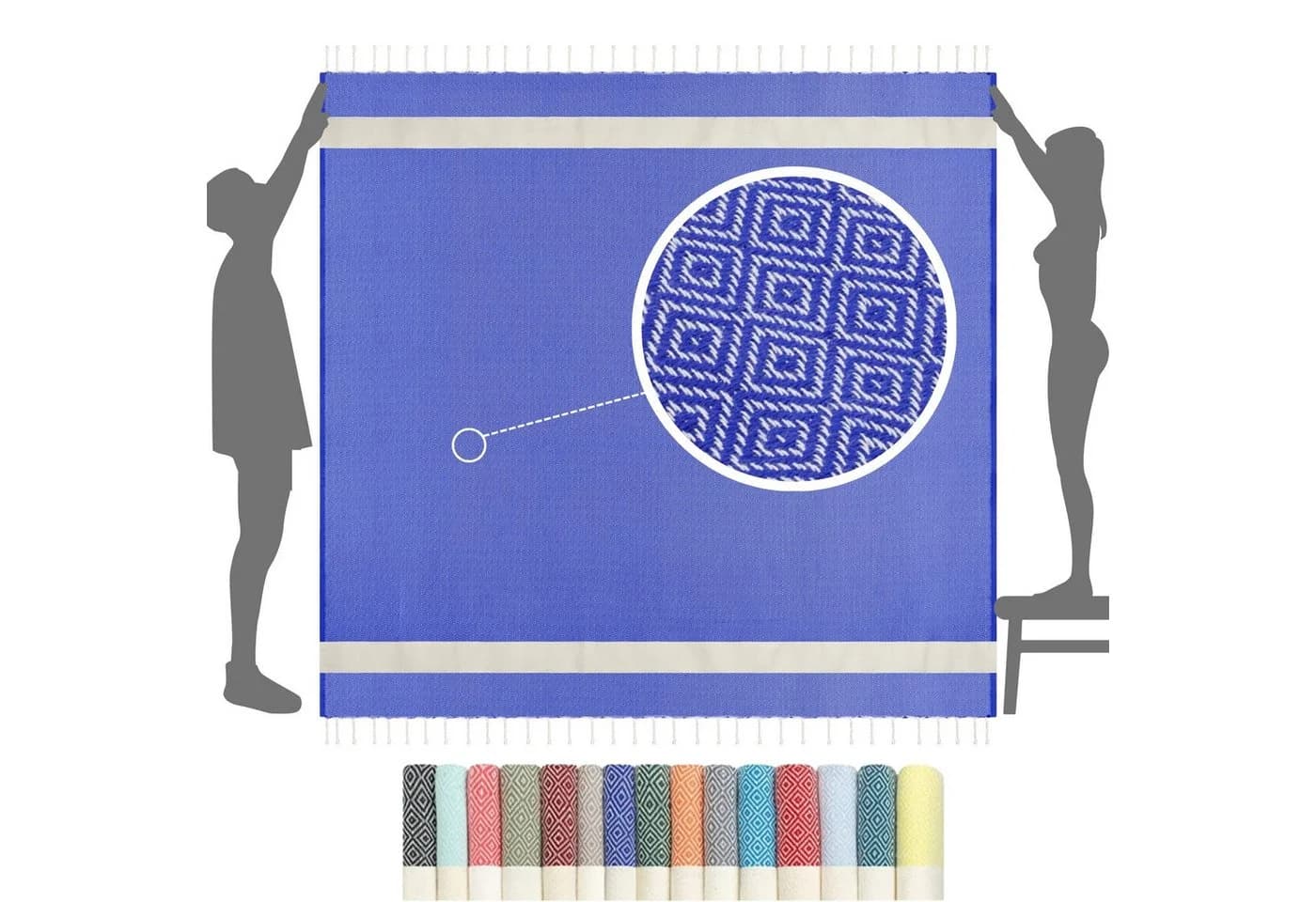 furora HOLIDAY Strandtuch XXL 200x200 cm Baumwolle Dunkelblau Premium Fouta - Bild 2