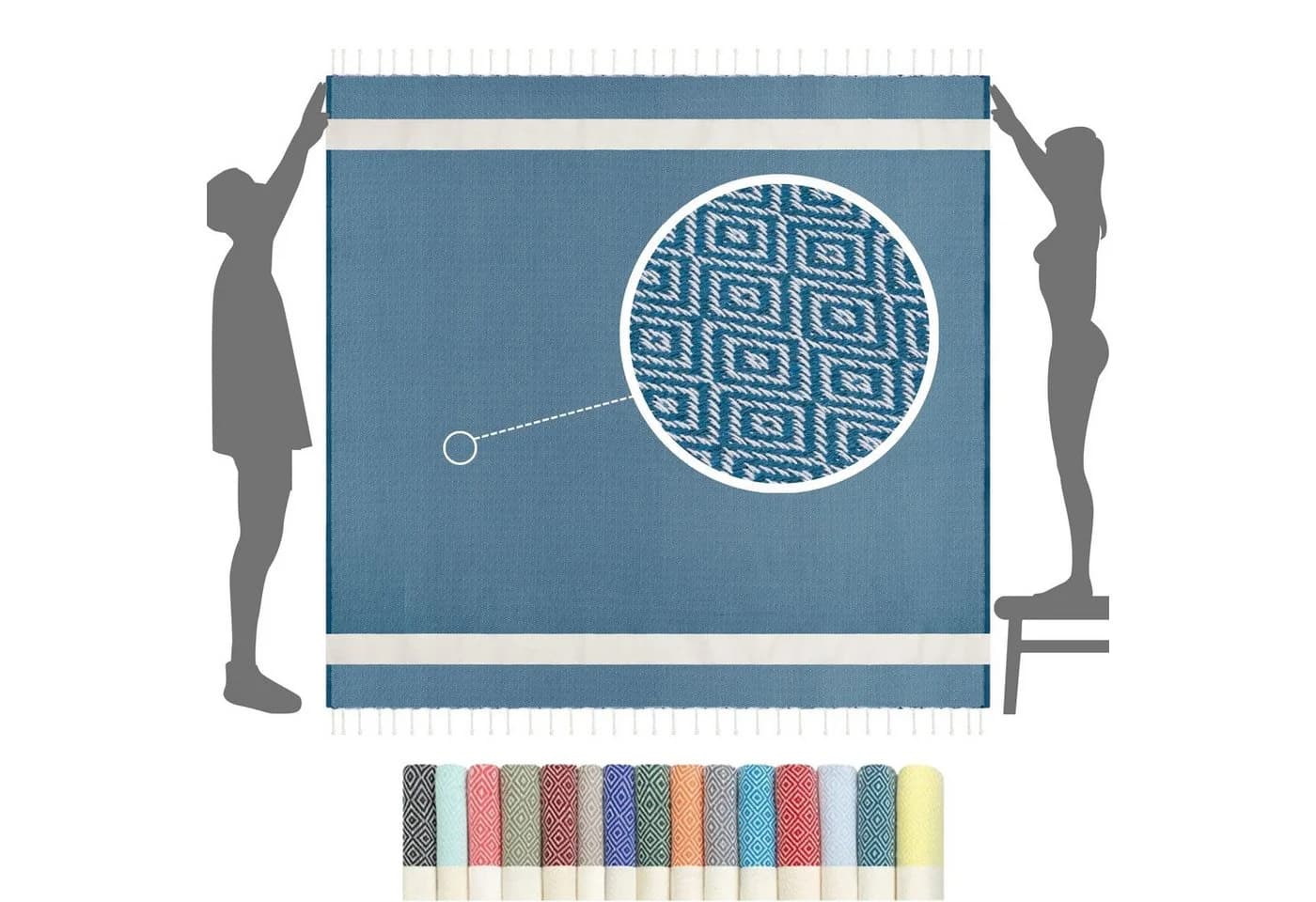 furora HOLIDAY Strandtuch XXL 200x200 cm Baumwolle Blau - Bild 2