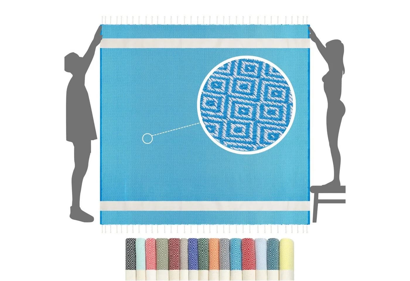 furora HOLIDAY Strandtuch XXL 200x200 cm Baumwolle Blau - Bild 2