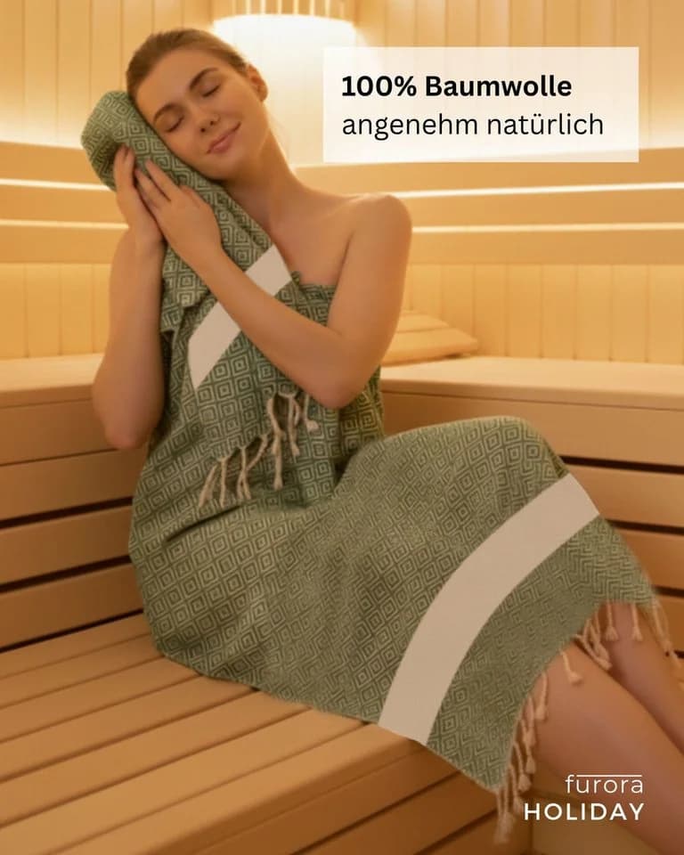 furora HOLIDAY Saunatuch XXL 100x200 cm Bio-Baumwolle Petrol Blau