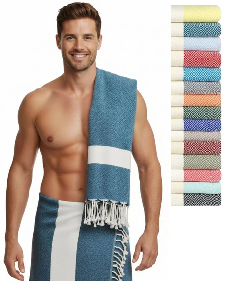 furora HOLIDAY Saunatuch XXL 100x200 cm Bio-Baumwolle Petrol Blau - Bild 2