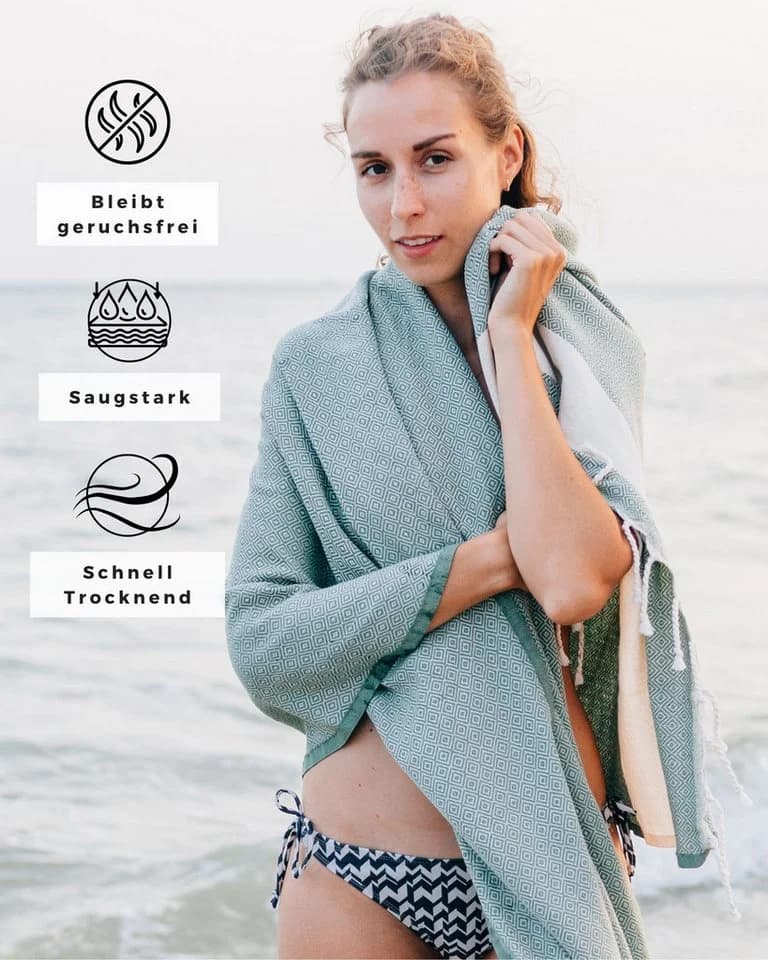 furora HOLIDAY Saunatuch XXL 100x200 cm Bio-Baumwolle Petrol Blau - Bild 4