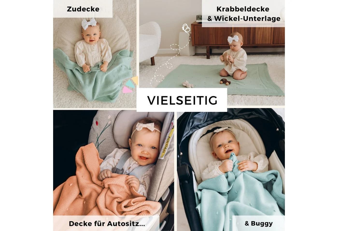 Babydecke Baumwolle (Bio) XXL 75x100 cm Strickmuster furora BABY