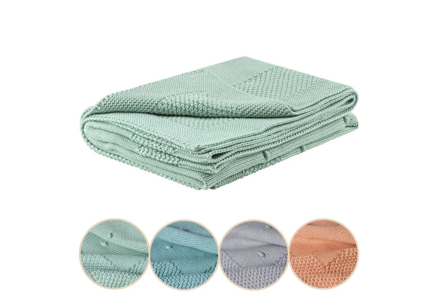 Babydecke Baumwolle (Bio) XXL 75x100 cm Strickmuster furora BABY - Bild 2