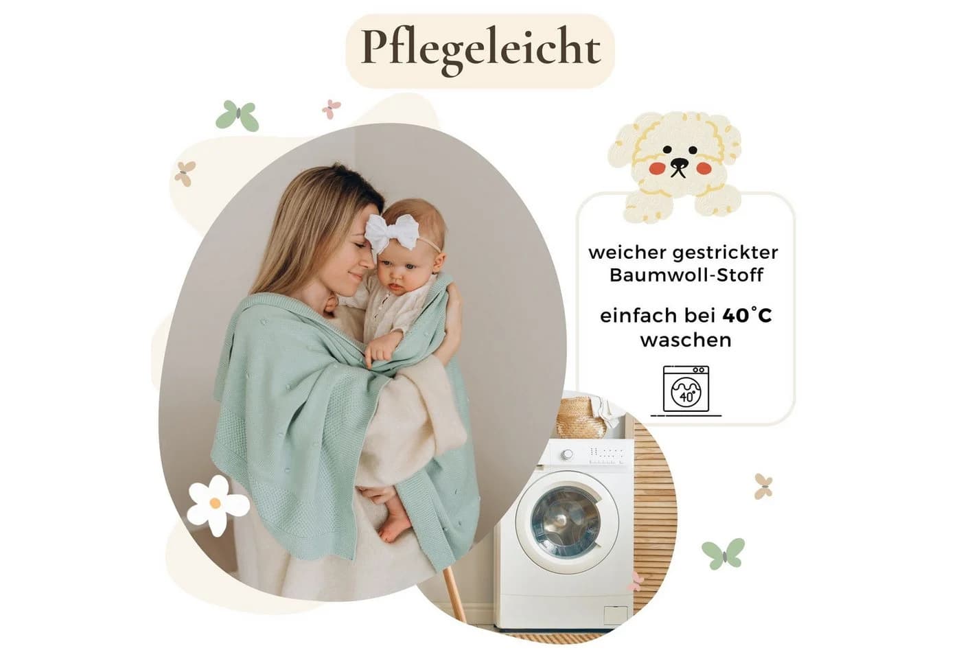 Babydecke Baumwolle (Bio) XXL 75x100 cm Strickmuster furora BABY - Bild 4
