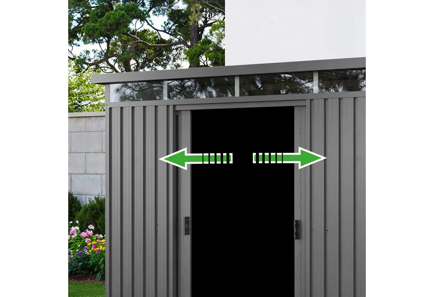 GFP Gerätehaus BOB Stahlblech Schiebetüren Flachdach - Bild 4