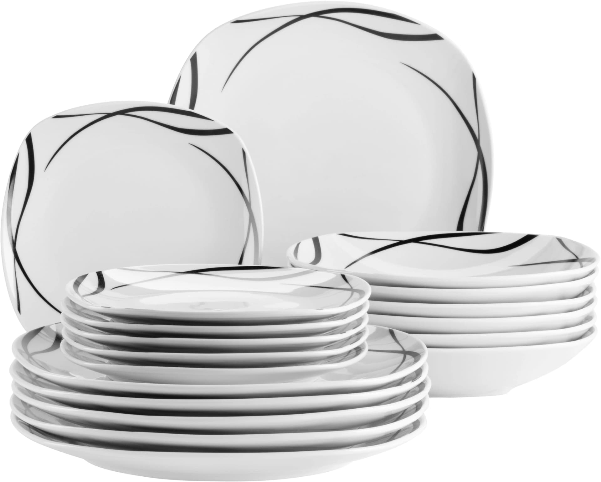 Mäser Decora Tafelservice 18-tlg. Weiß Porzellan