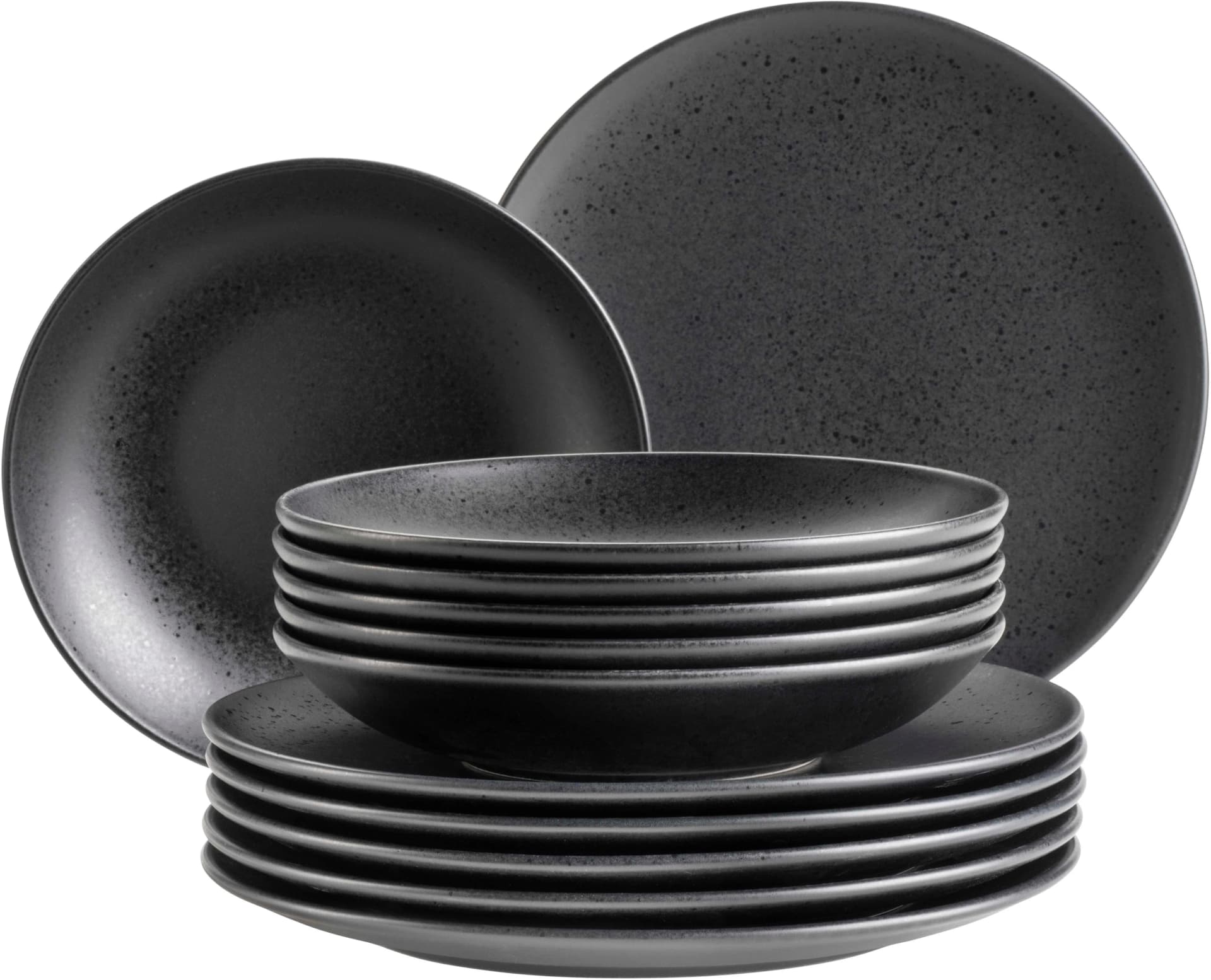 Mäser Tafelservice Essential Schwarz Steinzeug 12-tlg. Geschirr-Set - Bild 2