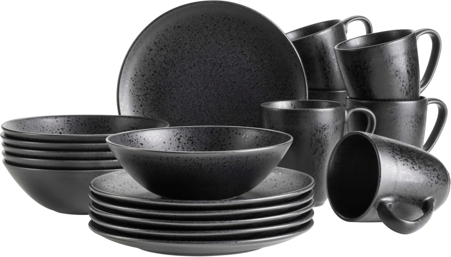 Mäser Frühstücks-Geschirrset Essential Schwarz 18-tlg. Steinzeug - Bild 2