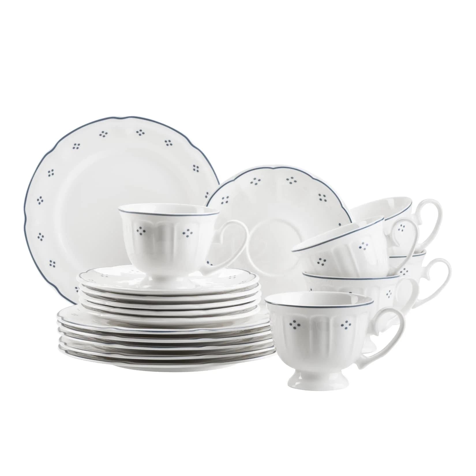 Kaffeeservice MÄSER Lova Weiß/Blau 18-tlg. Porzellan