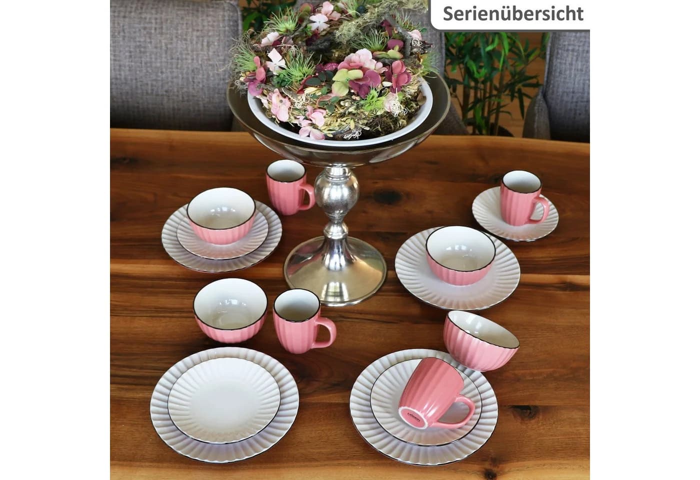 MÄSER Frühstücksteller OSITA Rose Weiß 6x Kuchenteller Steingut - Bild 5