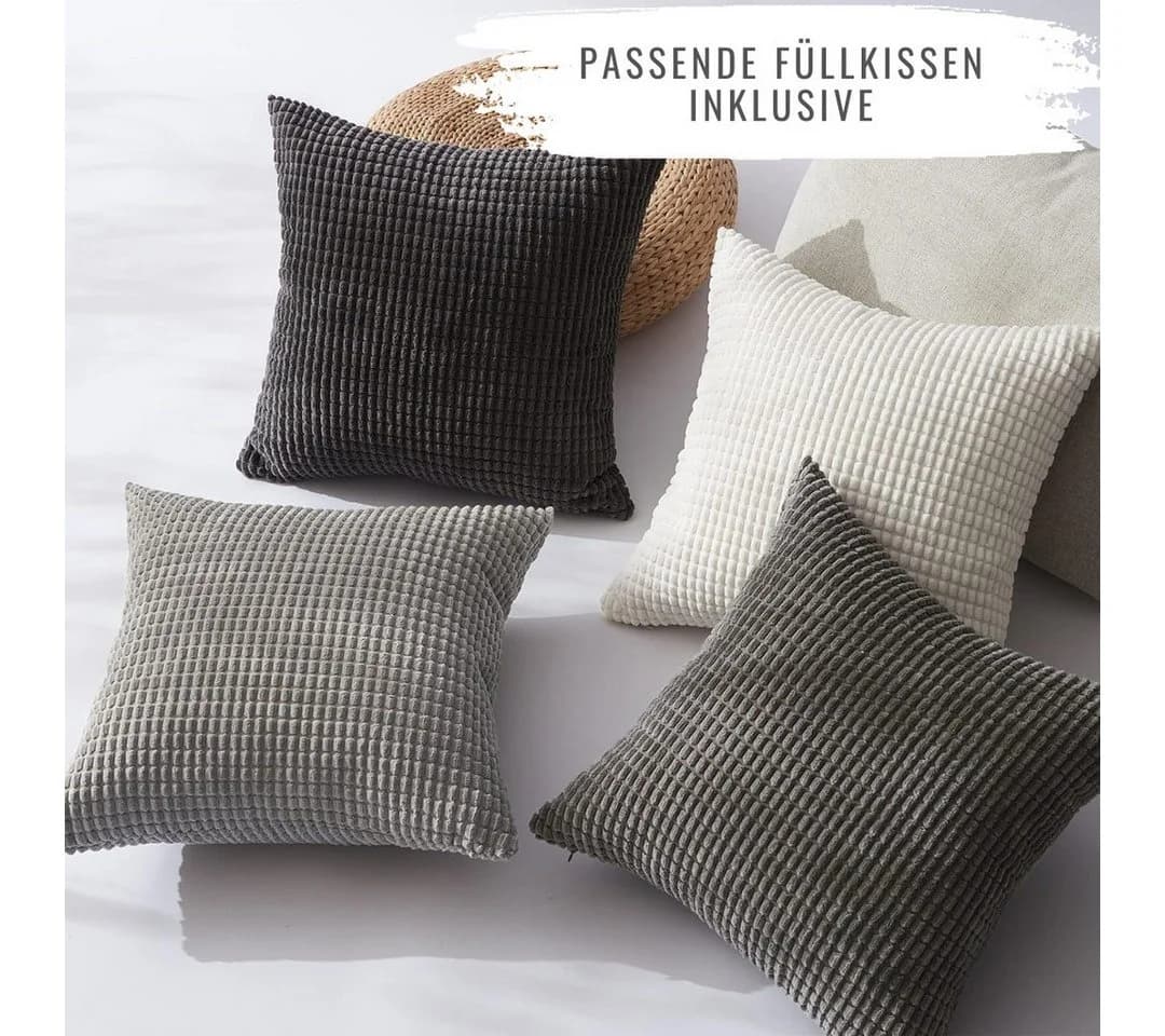 Interior by Hakito Dekokissen 4er Set Kissenbezüge Sven Kordsamt