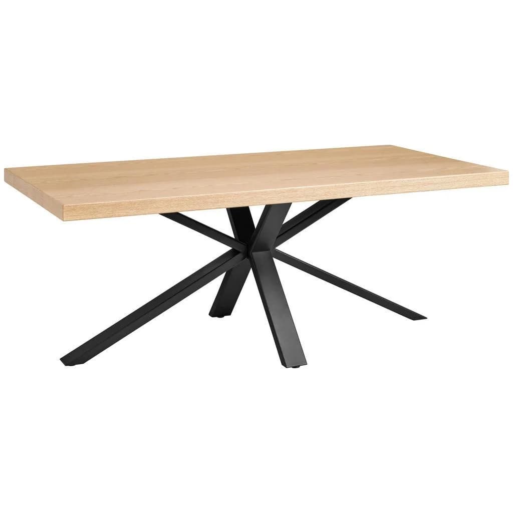 Mid.you Esstisch Eiche Furniert Rechteckig Natur Schwarz