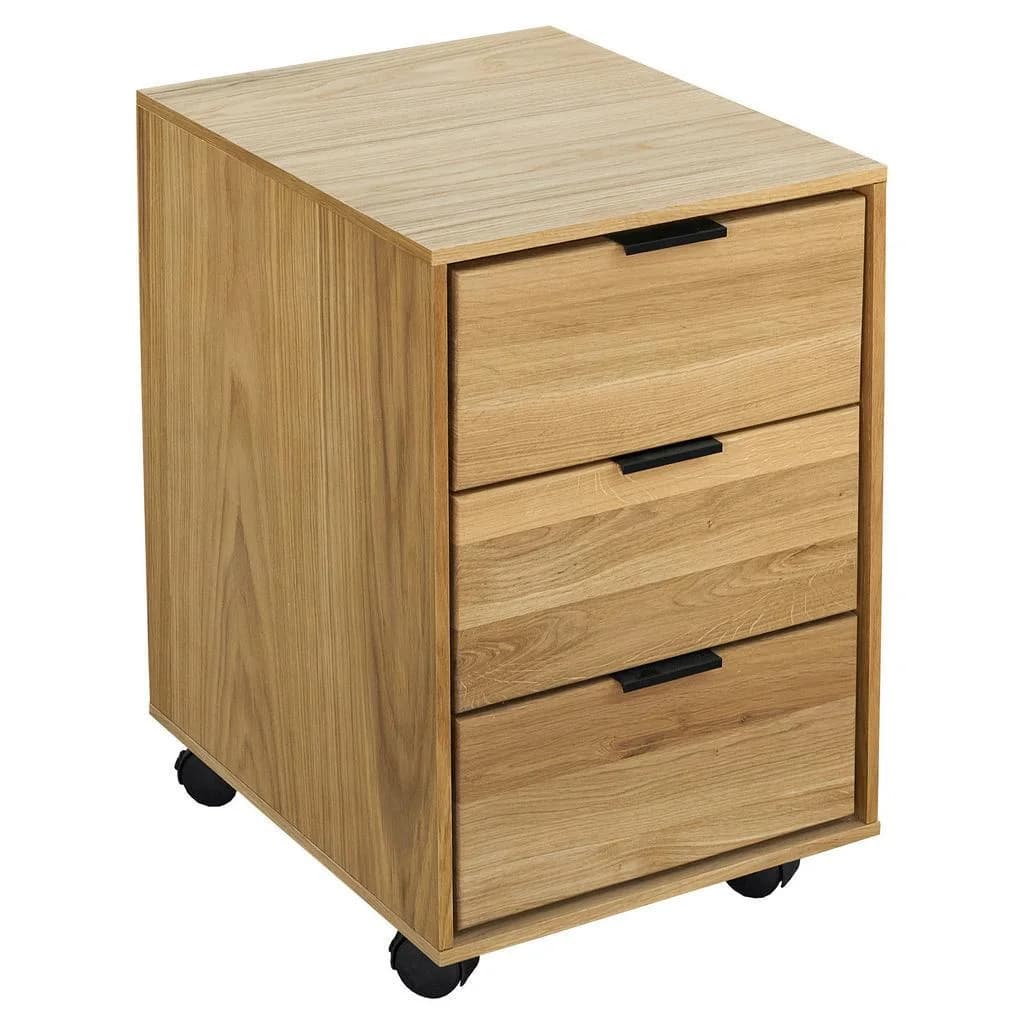 Linea Natura Rollcontainer Eiche massiv 3 Schubladen