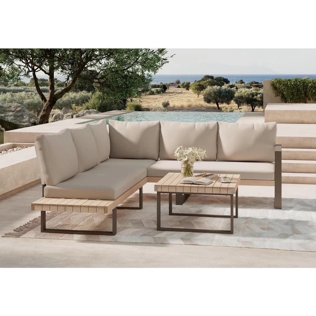 Ambia Garden Loungegarnitur 3-tlg. Beige Akazie Aluminium