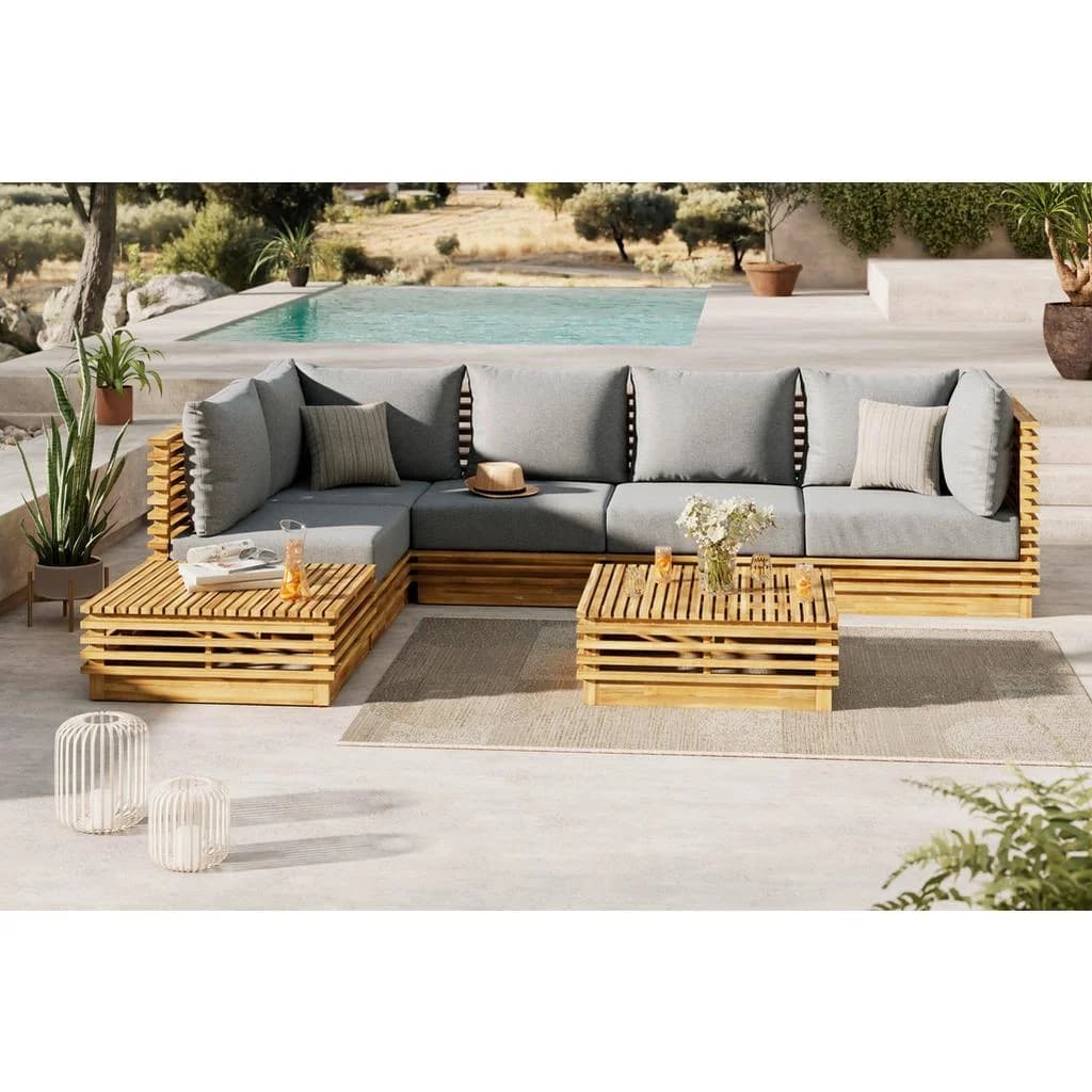 Ambia Garden Eck-Loungegarnitur Paola Akazie massiv mit Kissen