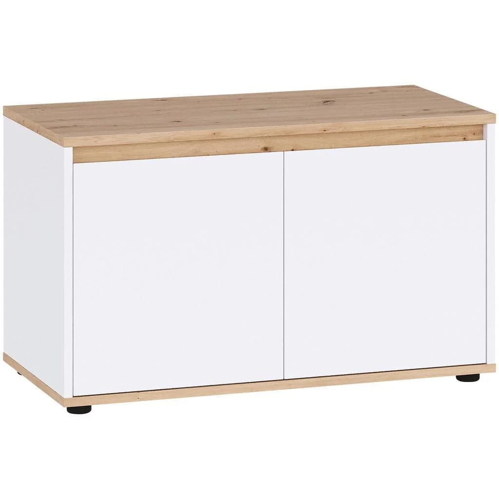 Carryhome Garderobenbank Malea Weiß Eiche Artisan 1-Sitzer