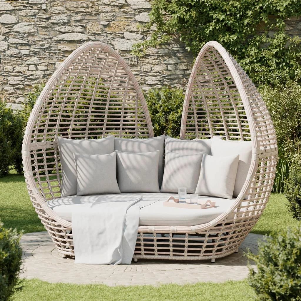 Ambia Garden Sonneninsel Beige Aluminium Kunststoffgeflecht mit Auflage