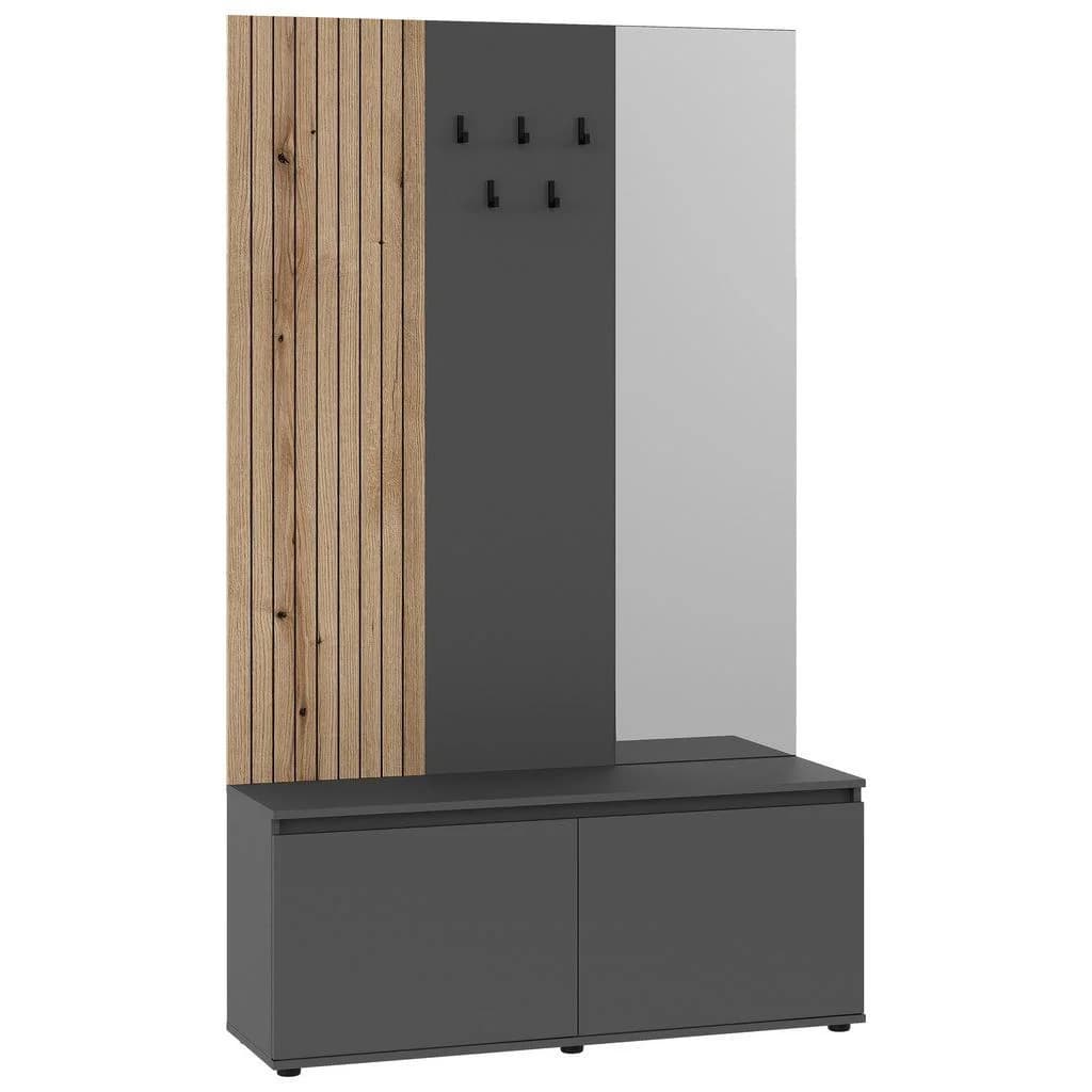 Carryhome Garderobe Anthrazit Eiche Holzwerkstoff