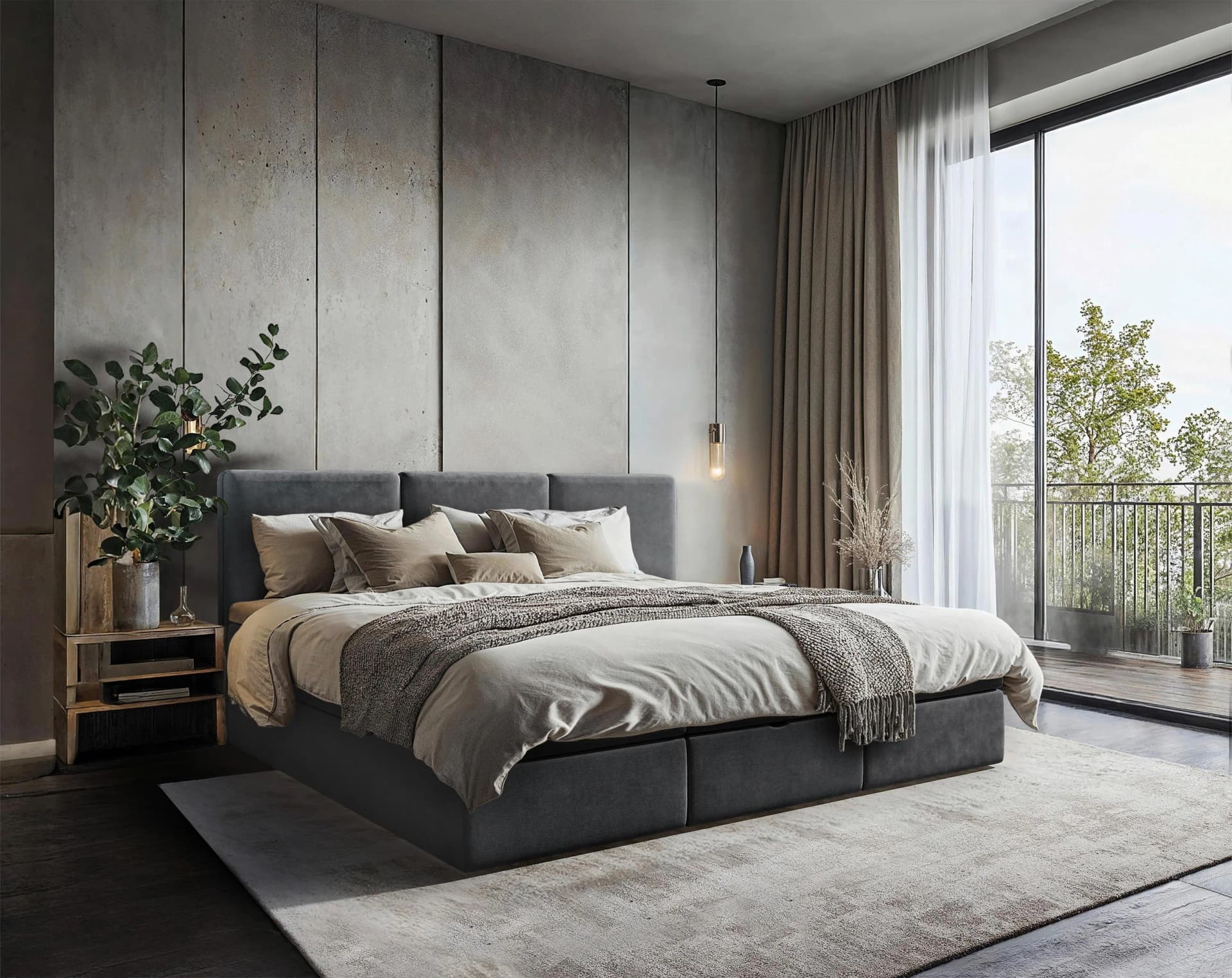 Familienbett Domino Combo Anthrazit Textil