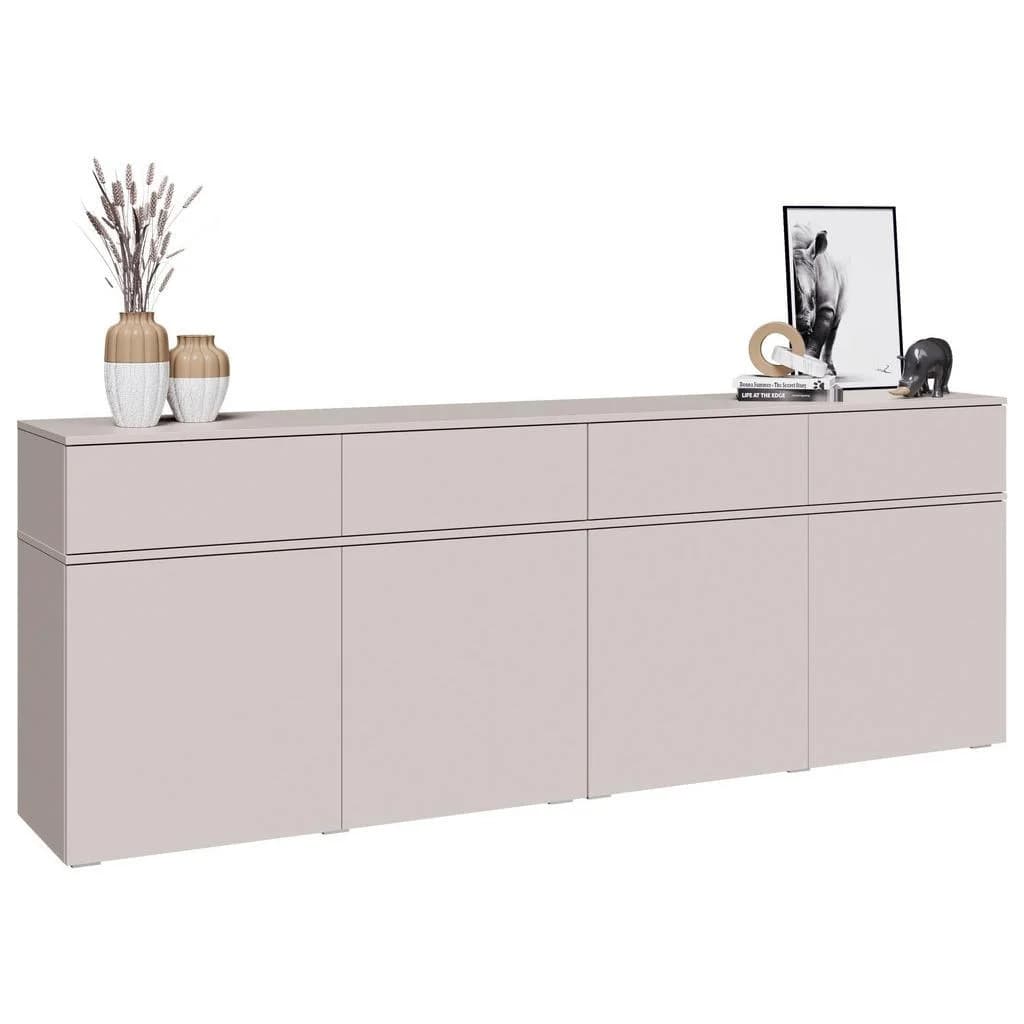 Xora Sideboard Kunststoff Kaschmir 4 Fächer 4 Schubladen