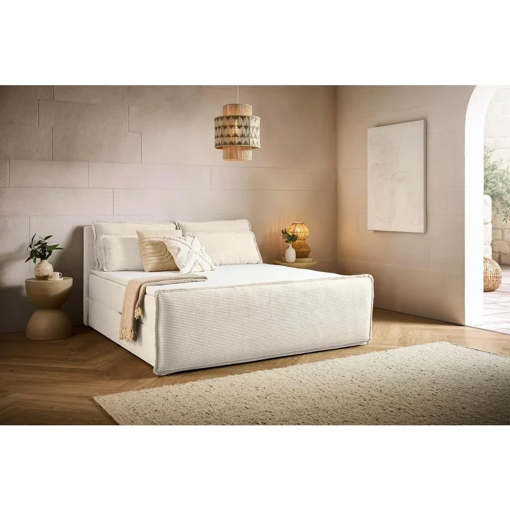 XXXLutz Chameo Boxbett Beige mit Bettkasten und Topper