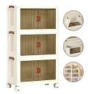 Simloveve Stapelbox Faltbar mit Deckel und Rädern Beige Bild 2