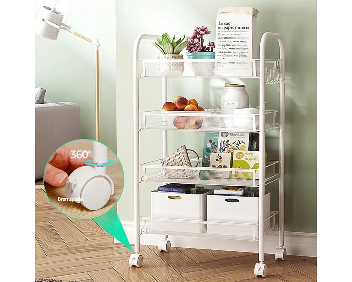 Simloveve Küchenwagen Organizer 4 Ebenen Weiß Edelstahl - Bild 2