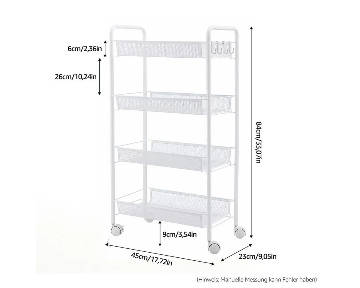 Simloveve Küchenwagen Organizer 4 Ebenen Weiß Edelstahl - Bild 3