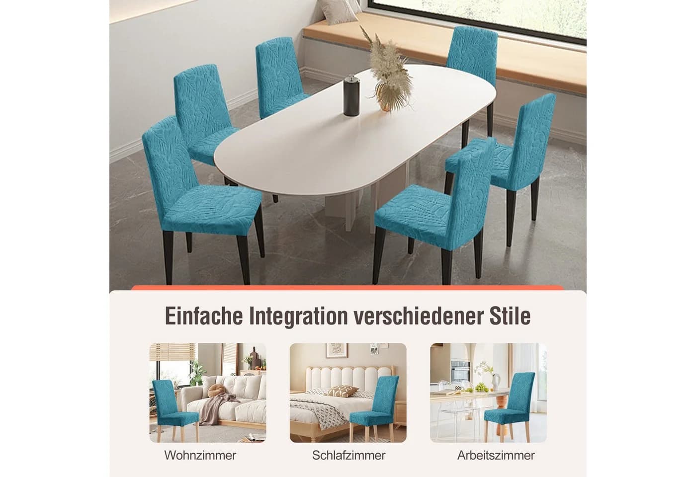 Simloveve Stuhlhusse Stretch Hellblau Elastisch Waschbar