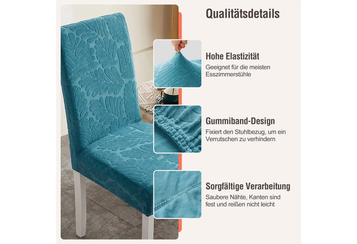 Simloveve Stuhlhusse Stretch Hellblau Elastisch Waschbar - Bild 4