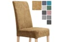 Simloveve Stuhlhusse Stretch Stuhlbezug Braun Jacquard Bild 2