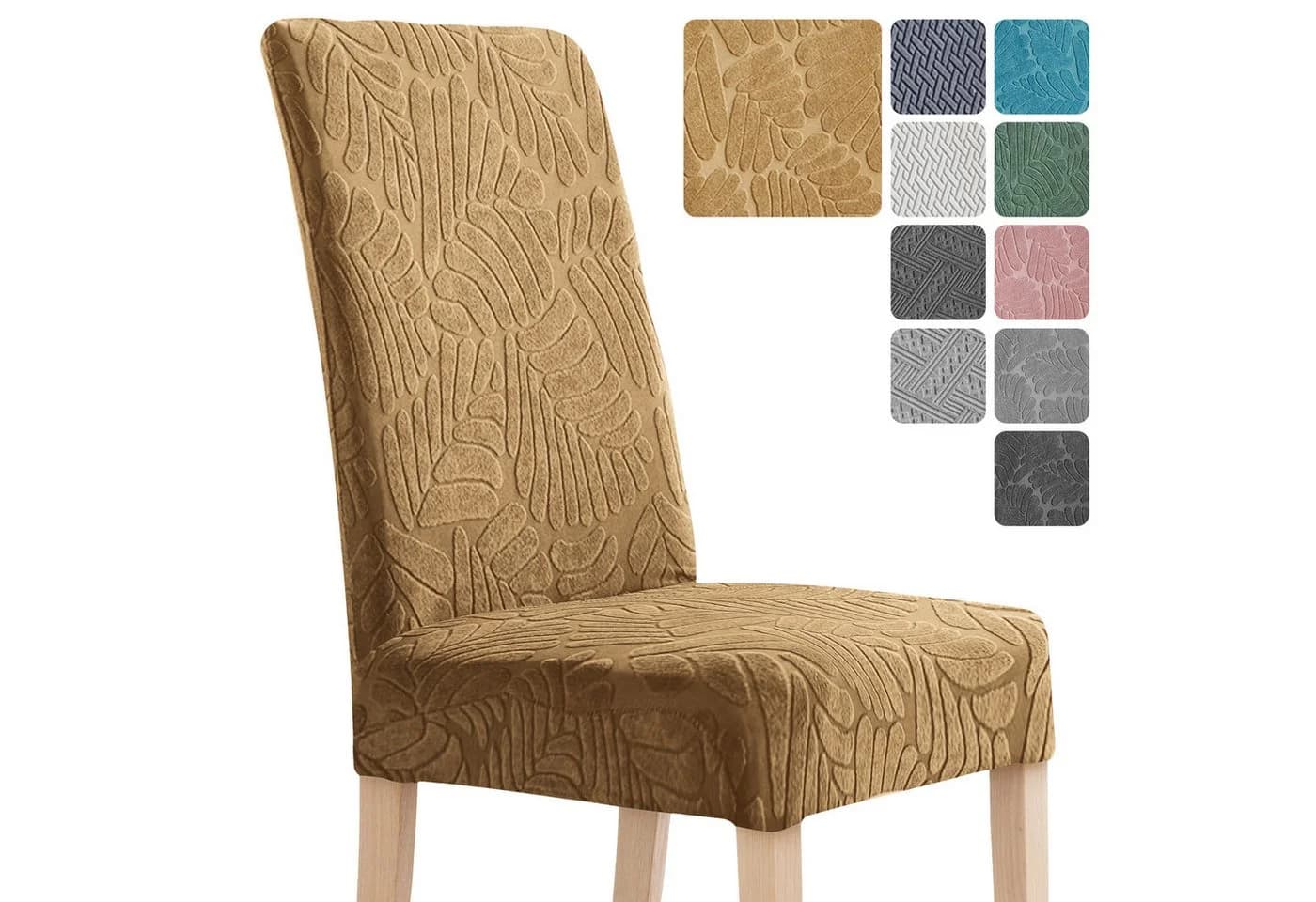 Simloveve Stuhlhusse Stretch Stuhlbezug Braun Jacquard - Bild 2
