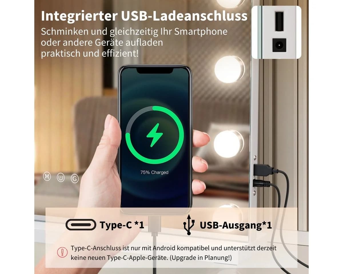 MCURO Kosmetikspiegel mit LED-Beleuchtung Weiß - Bild 4