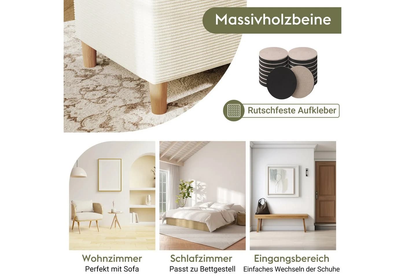 i@home Bettbank mit Hydraulischem Stauraum Beige Cordstoff - Bild 3