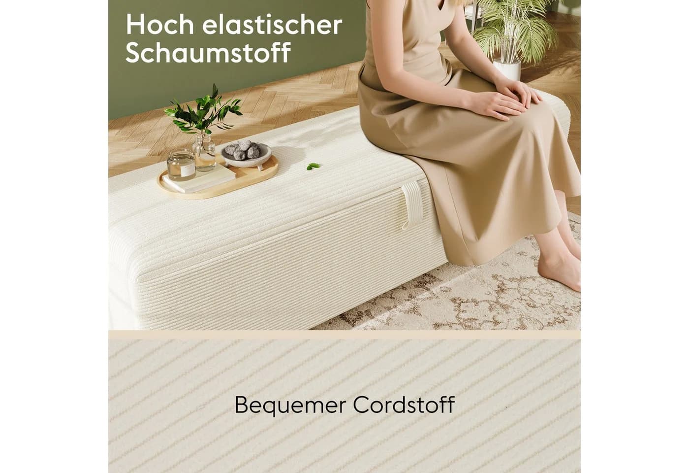i@home Bettbank mit Hydraulischem Stauraum Beige Cordstoff - Bild 4