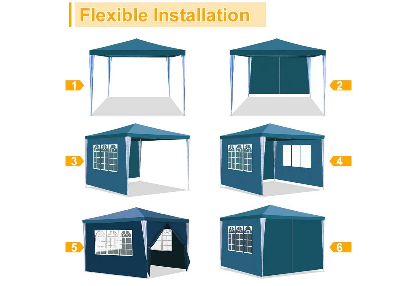 Clanmacy Pavillon Partyzelt Wasserdicht mit Fenster 3x3m/3x6m - Bild 3