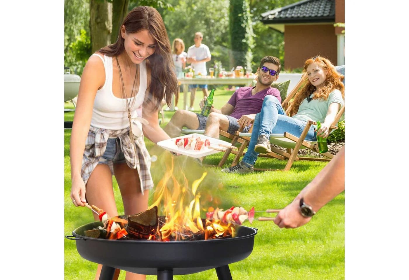 Clanmacy Feuerschale Garten Schwarz Verzinktes Eisen - Bild 4