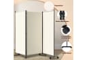Clanmacy Paravent Raumtrenner Beige mit Rollen Klappbar Bild 4